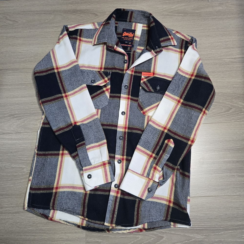 Superdry Plaid Long Sleeve Button Down Shirt Size M-L